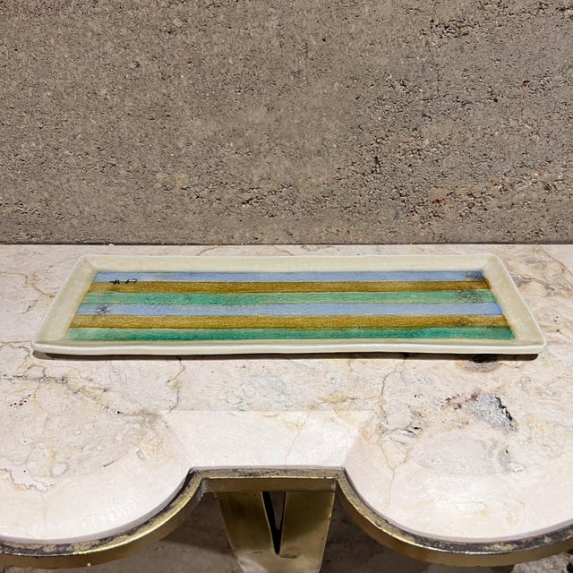 Ceramic Vintage Sushi Plate Abstract Color Block Kotobuki For Sale - Image 7 of 9