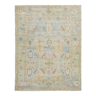 Apadana's Allover Modern Sultanabad Oversized Wool Rug Handmade in Blue For Sale
