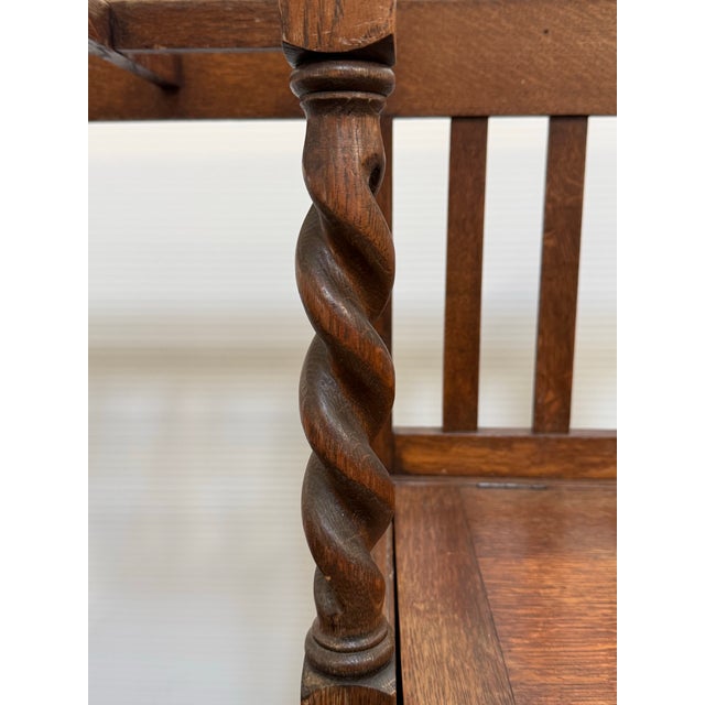 English Barley Twist Umbrella/Walking Stick Entry Bench, Antique For Sale - Image 11 of 12