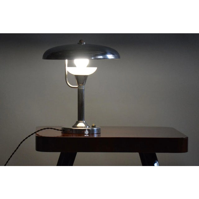 Bauhaus Table Lamp in Nickle-Plated Steel attributed to Franta Anýž, 1920s For Sale - Image 9 of 10