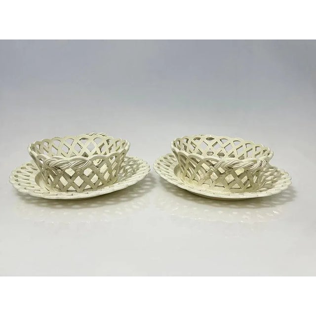 18th Century English Creamware Baskets and Plates, Set of 8 For Sale - Image 4 of 9