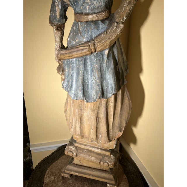 Overscale 18th Century Painted Figure For Sale - Image 11 of 12