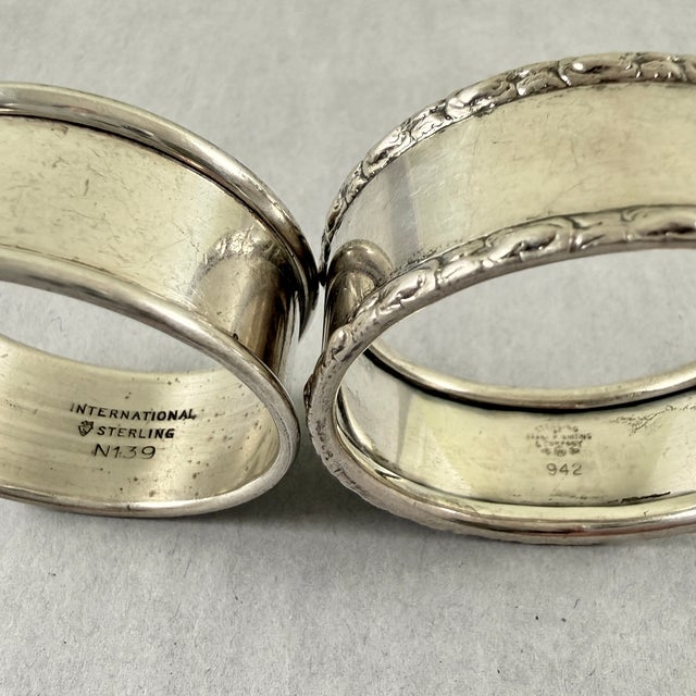 Estate Sterling Silver Napkin Rings, Mixed Set of Four For Sale - Image 13 of 14