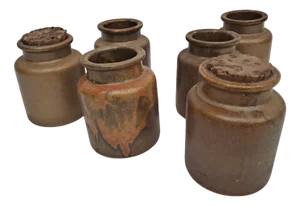 Vintage French Stoneware Mustard Pots by Armand Bizouard, 1950s, Set of 6