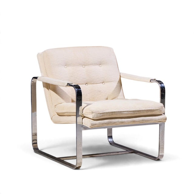 Milo Baughman Milo Baughman Style Mid Century Chrome Lounge Chairs - Pair For Sale - Image 4 of 12