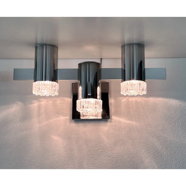 Italian Mid-Century Chrome and Glass Wall Sconces attributed to Gaetano Sciolari, 1960s, Set of 2 For Sale - Image 11 of 18