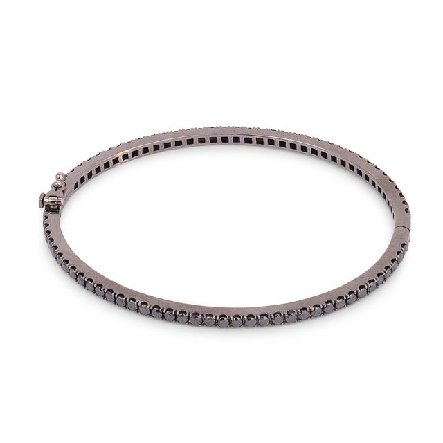 1920s 1920s Lugano Black Diamond 18k Blackened Gold Bangle Bracelet For Sale - Image 5 of 5