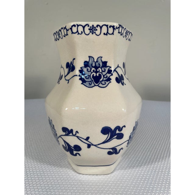 Small Chinoiserie Blue and White Hand Painted Vase For Sale - Image 11 of 11