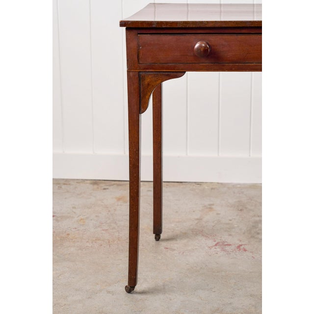 Late 19th Century Late 19th Century Victorian Single Drawer Side Table/Desk With Wooden Knobs on Casters For Sale - Image 5 of 14