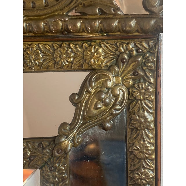 Mirror with Repoussé Brass Glazing Bars, 1890s For Sale - Image 11 of 18