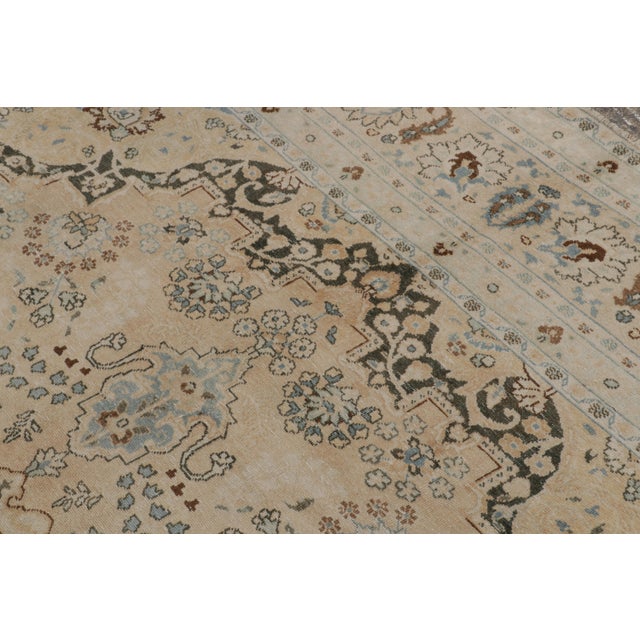 1920s Antique Persian Yazd Rug in Beige, With Floral Patterns, From Rug & Kilim For Sale - Image 5 of 7