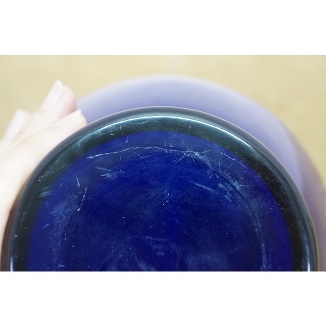 1995 Miami Valley Hunt & Polo Club Cobalt Blue Winner Trophy Vase 7" For Sale - Image 10 of 11