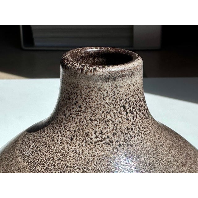 Hand-Thrown Speckled Mocha Brown Glazed Studio Ceramic Vase by Kristian Körting, Germany, 1980s For Sale - Image 12 of 17
