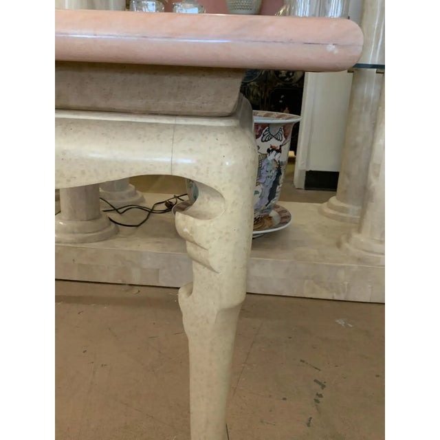 Custom Marge Carson Hollywood Regency End Table with Rare Pink Marble Top For Sale - Image 10 of 13