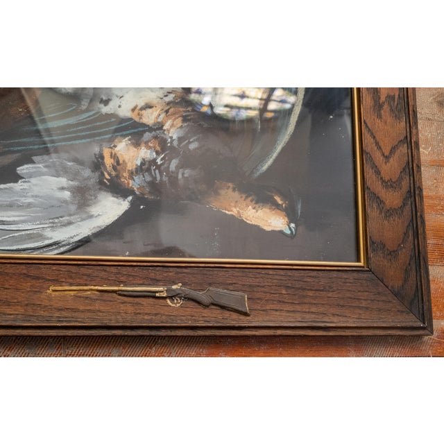 Brown Early 20th Century Arts and Crafts Style Pastel Painting of Hunting Trophies For Sale - Image 8 of 12
