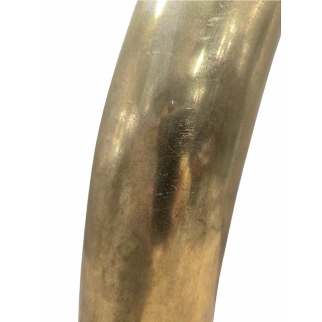 Metal Vintage Mid Century Oversized Brass Elephant Tusk Horn For Sale - Image 7 of 8