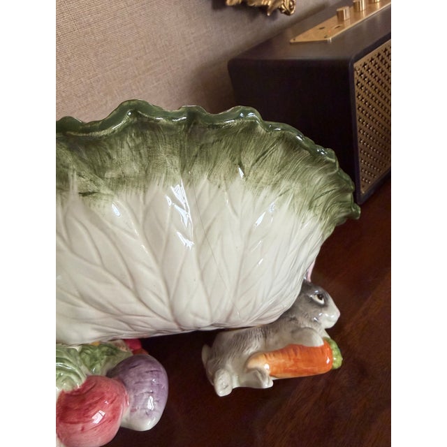 1990s Fitz and Floyd Cabbage and Rabbit Bowl For Sale - Image 6 of 10