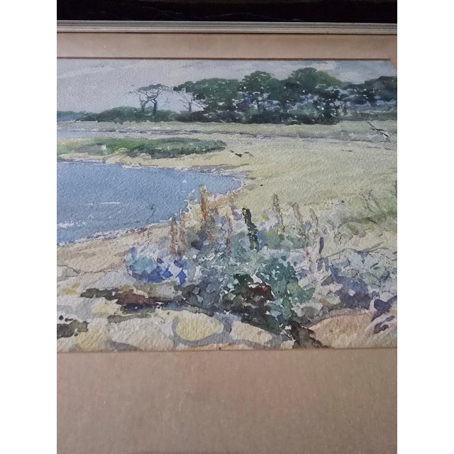Vintage Mid Century Signed Impressionist Wc Painting Beach For Sale In Boston - Image 6 of 9