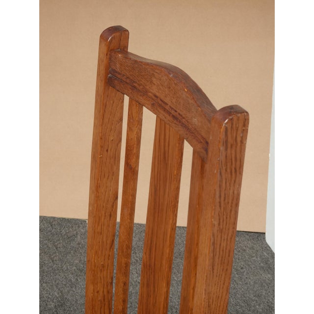 1970s Set Four Vintage Oak Mission Style Barley Twist Oak Black Dining Room Chairs For Sale - Image 5 of 14