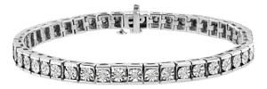 .925 Sterling Silver Miracle Set Diamond Accent Classic Tennis Bracelet - 7.25"
