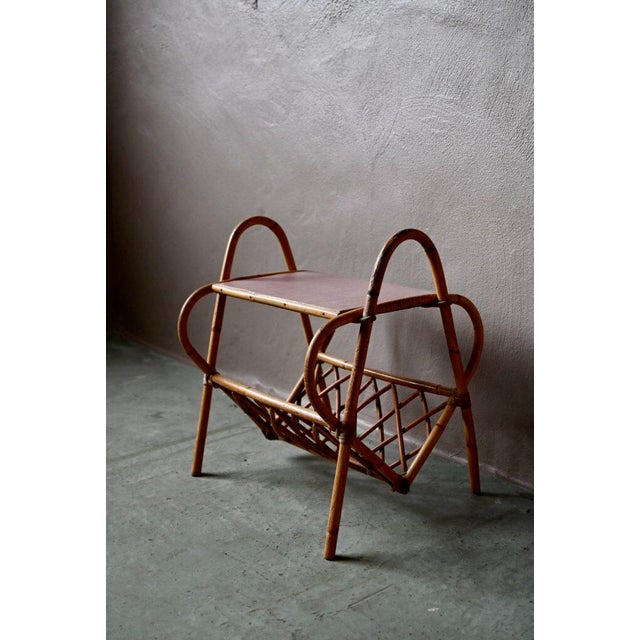 1960s Pink Rattan Sofa End Table, 1960s For Sale - Image 5 of 10