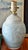 Beautiful 1980s studio pottery vase turned lamp by American artisan, Nancy Bishop. In coastal colors of light blue and...