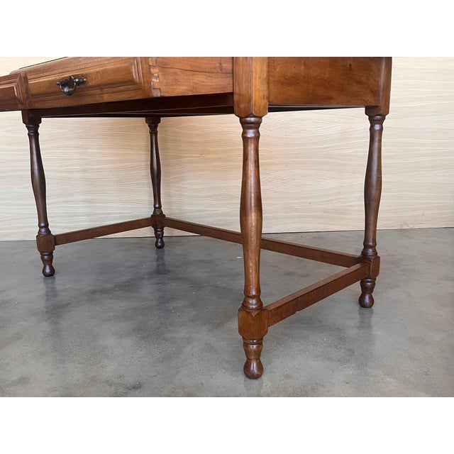 Early 20th Spanish Mobila Country Farm Desk with Two Drawers For Sale - Image 12 of 18