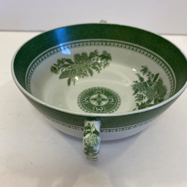 Spode 1950s Spode Fitzhugh Green Cream Soup Bowls - Set of 4 For Sale - Image 4 of 9