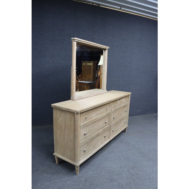 Cerused Oak Six Drawer Dresser With Mirror For Sale - Image 13 of 13