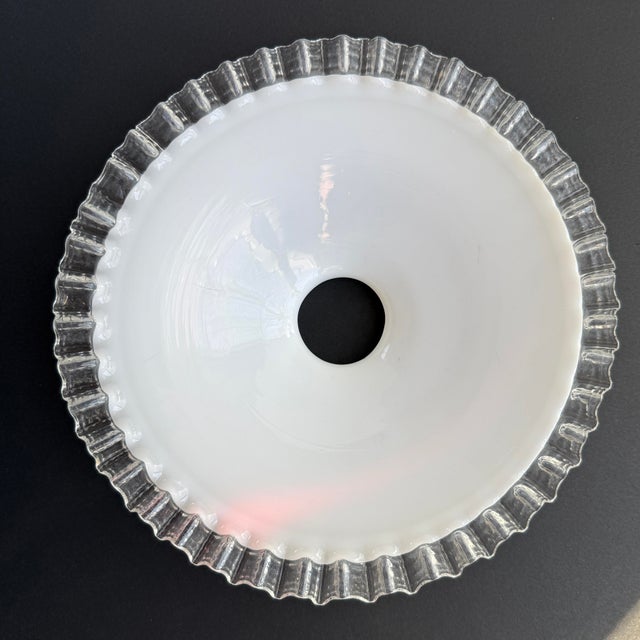 French White Opaline Glass “Frill” Pendant Light, 1930s For Sale In Buffalo - Image 6 of 7