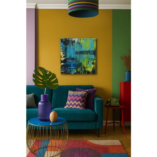 Blue Shades of Blue Abstract Expressionism Acrylic Painting For Sale - Image 8 of 9