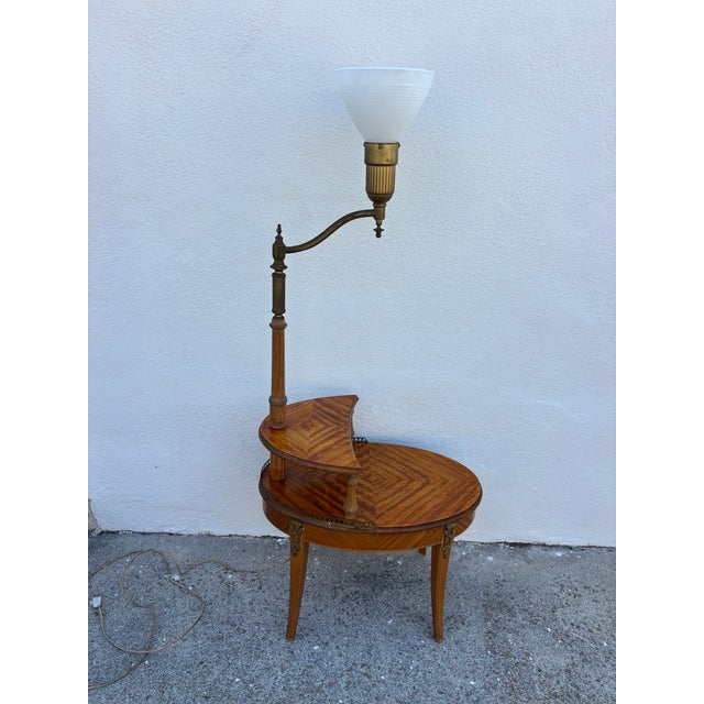 Antique French Louis XVI-style Etagere Tiered Side Table Featuring a Built-in Brass Floor Lamp, Circa Late 19th Century For Sale - Image 10 of 10