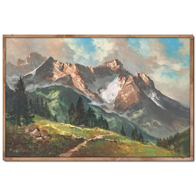Arno Lemke, Waxenstein and Alpspitze, 1950s, Oil on Canvas For Sale - Image 15 of 15