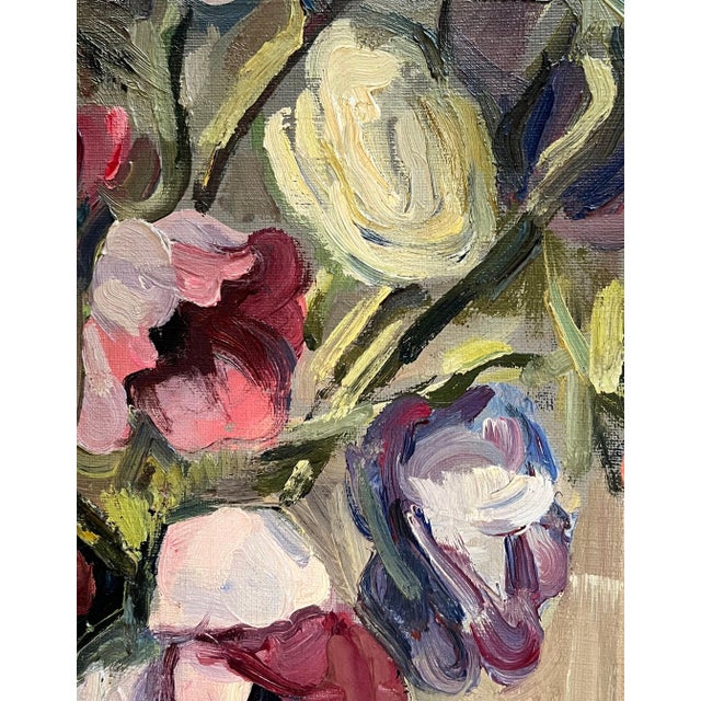 Louis Henri Salzmann, Flowers in a Black Pitcher, Oil on Canvas, 1935 For Sale - Image 5 of 11