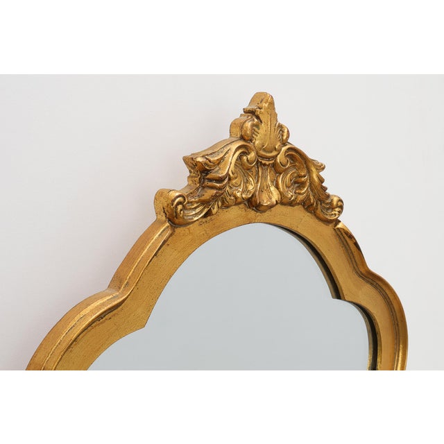 Wood 20th Century Rococo Gilt Mirror with Acanthus and Shell Crest, Italy, 1950s For Sale - Image 7 of 11