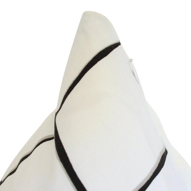 Mid-Century Modern Painted Check Ink Black and White Designer Feather Down Pillows 22" Square - Pair For Sale - Image 3 of 3