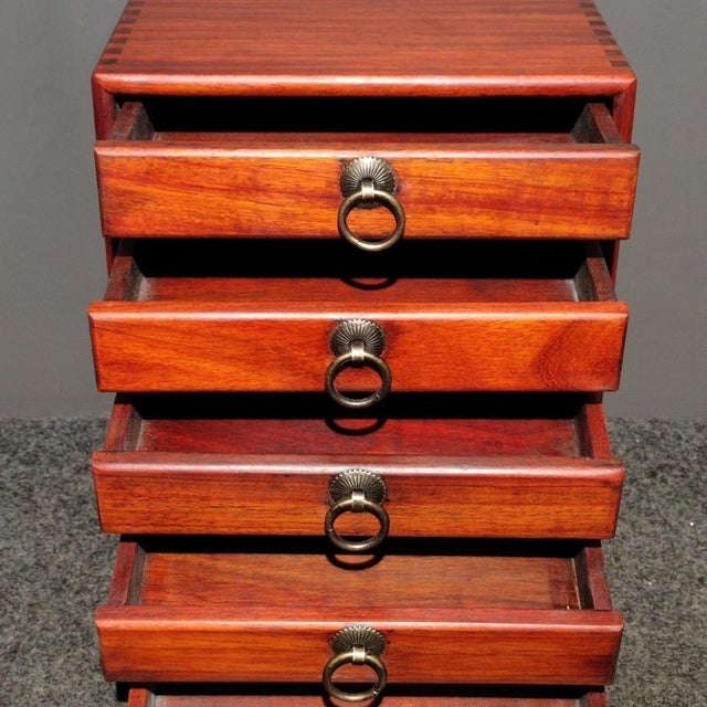 Wood 1990s Rosewood Five‑Drawer Jewelry Cabinet, Hand‑Made Mortise‑Tenon Storage Chest Chinoiserie For Sale - Image 7 of 9
