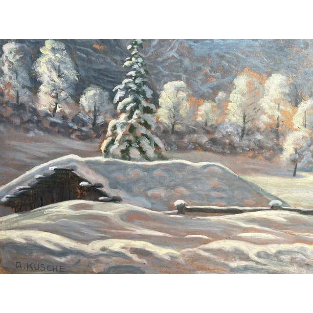 Alfred Kusche, Snowy Landscape, 1920s, Oil on Board For Sale - Image 13 of 16