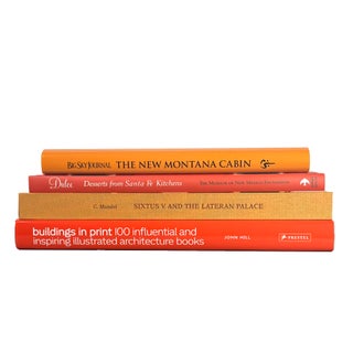 Decorative Books - Canyon Coffee Table Stack - 4 Orange Books For Sale