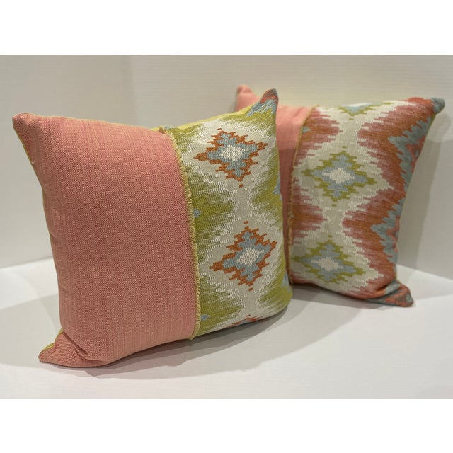 Custom Coral + Flame Stitch Pillows a Pair Chairish