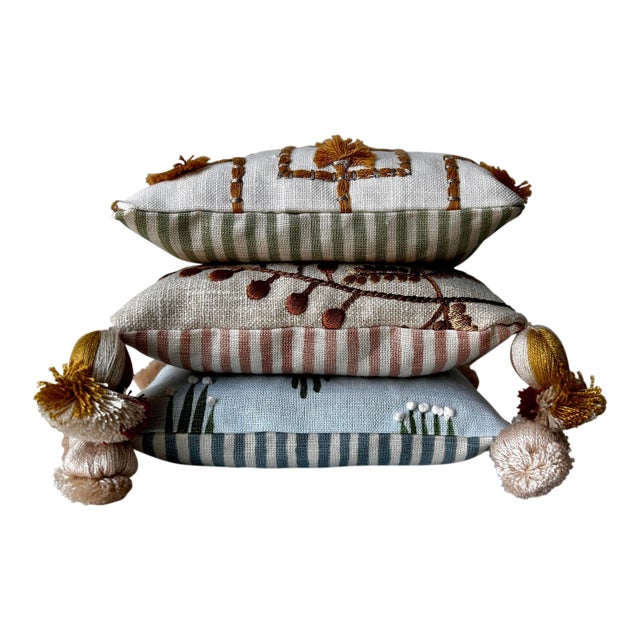 Sanderson, Schumacher, King Cotton Lavender-Filled Decorative Pillows - Collection of 3 For Sale