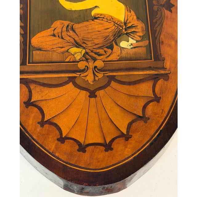 Pair 19th C. English Aesthetic Movement /Pre-Raphaelite Marquetry Muse Plaques For Sale - Image 16 of 17