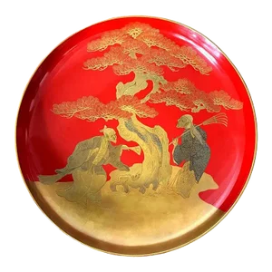 Japanese Lacquer Maki-e Plate of Takasago Story