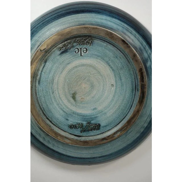 Blue Art Pottery Gres Plate by Giuseppe Rossicone, 1970s For Sale - Image 8 of 9