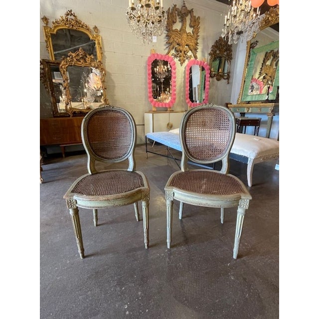 Pair of French Louis XVI Cane Side Chairs For Sale - Image 9 of 11