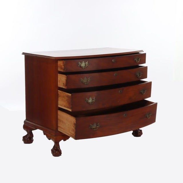 Antique Boston Chippendale Mahogany 4-Graduated Drawer Bow Front Chest C1800 For Sale - Image 4 of 14