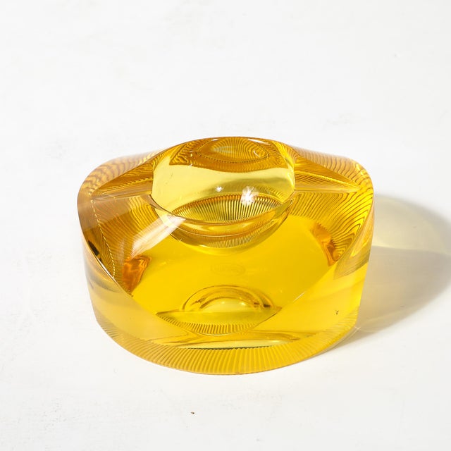 Moser Glassworks Mid-Century Modernist Citrine Crystal Ashtray Signed Moser For Sale - Image 4 of 17