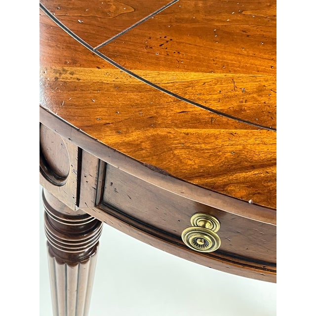 Late 20th Century Pair of Henredon Registry Collection Solid Cherry Regency Drum Tables For Sale - Image 17 of 18