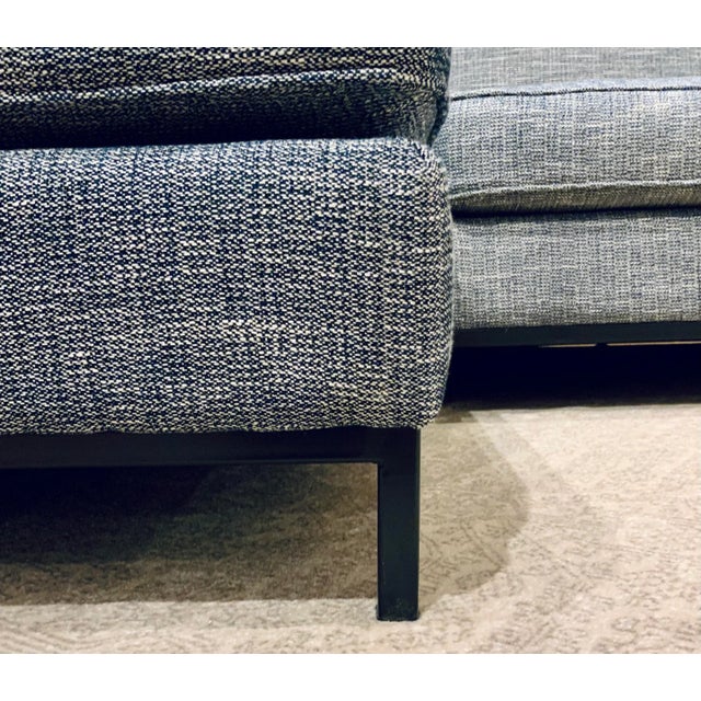 Modern Modern Two Piece Blue-Gray Sectional Sofa For Sale - Image 3 of 6