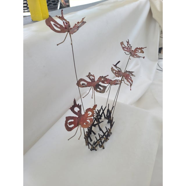 Lou Blass Signed Brutalist Metal Butterflies Sculpture For Sale - Image 4 of 11